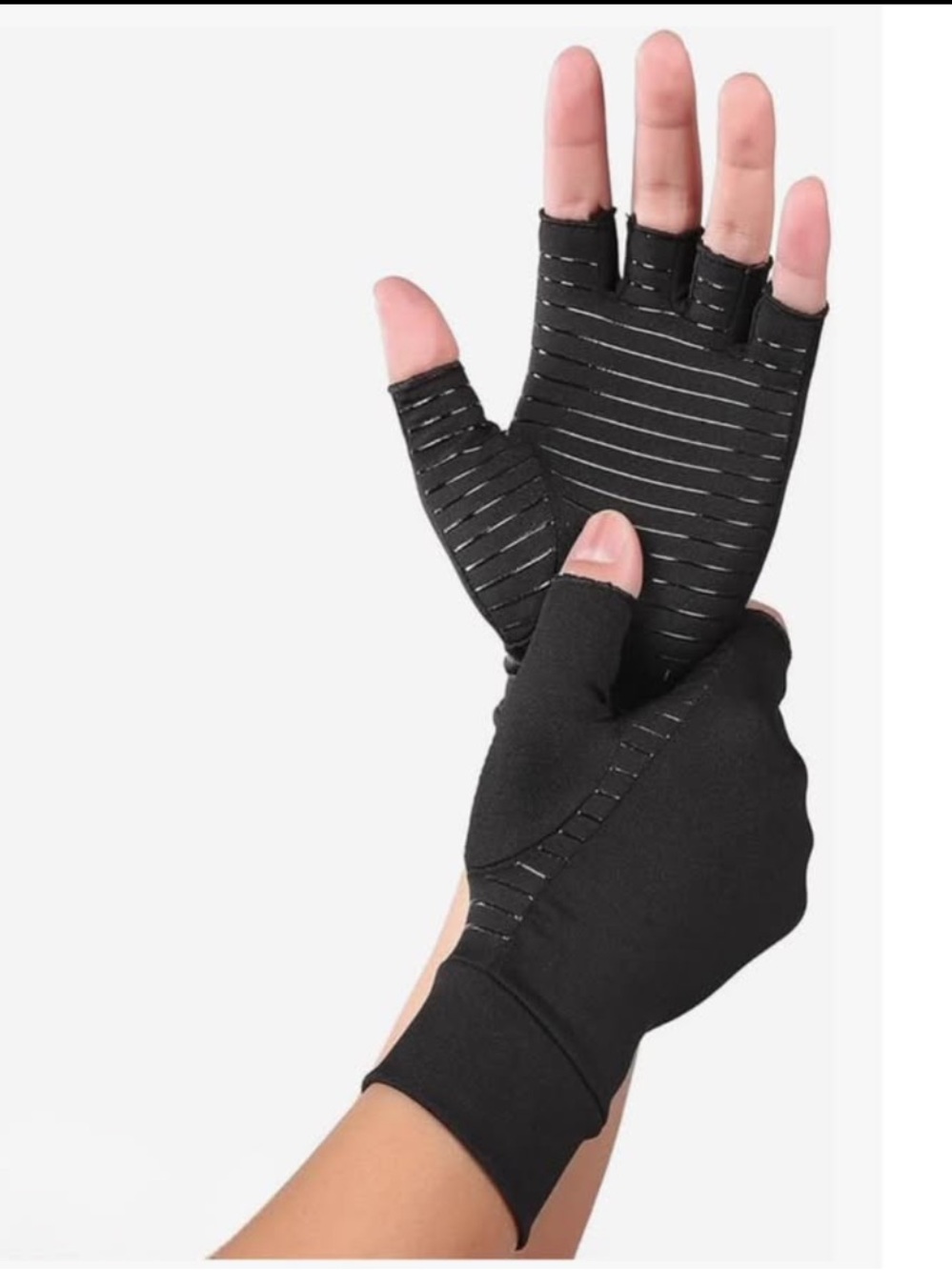 Compression Fingerless Gloves for Men - Black